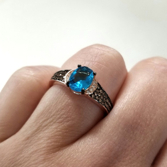 Blue Champagne Pave Ring - Picture 2 of 7
